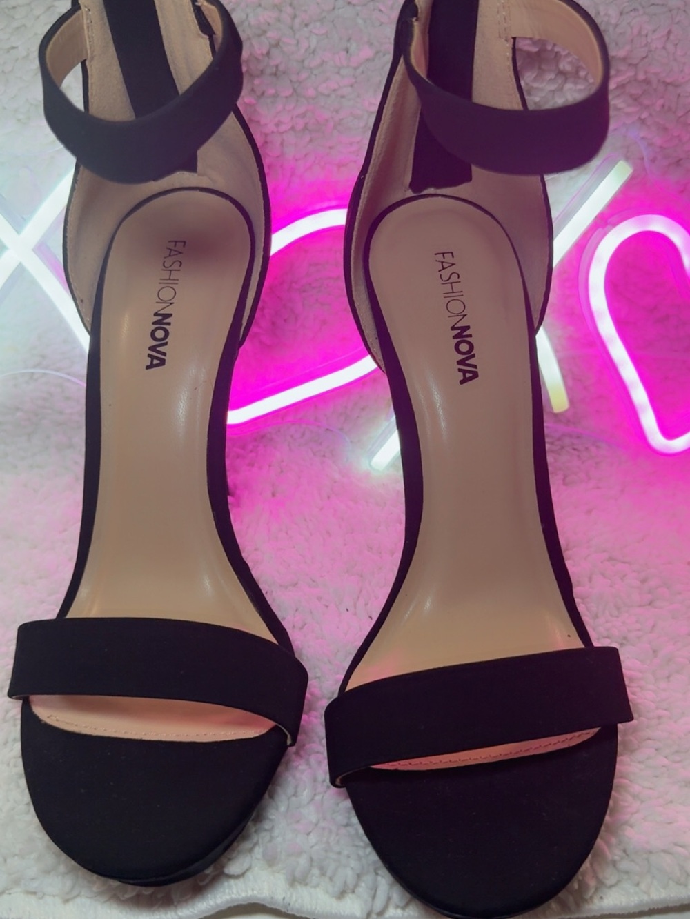 Fashion Nova Black Open-Toe Ankle Strap Heels
